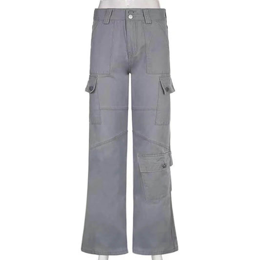 Low Rise Flared Cargo Pants-Luxandluxy