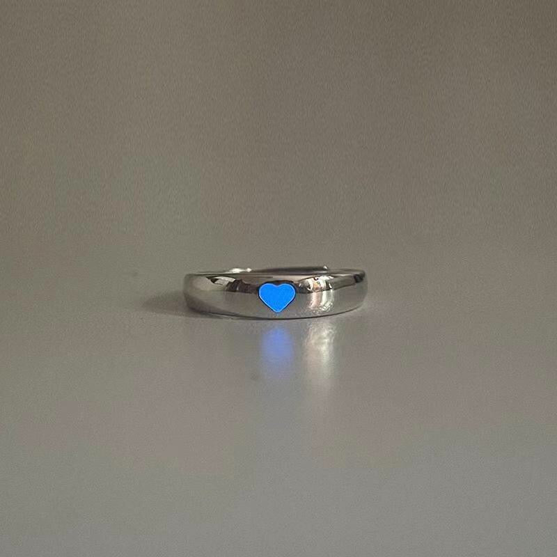 Luminous Heart Silver Glow In Dark Ring-Luxandluxy