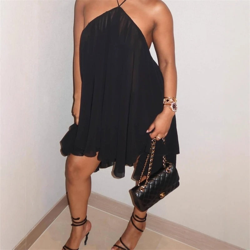 Thar Backless Halter Dress