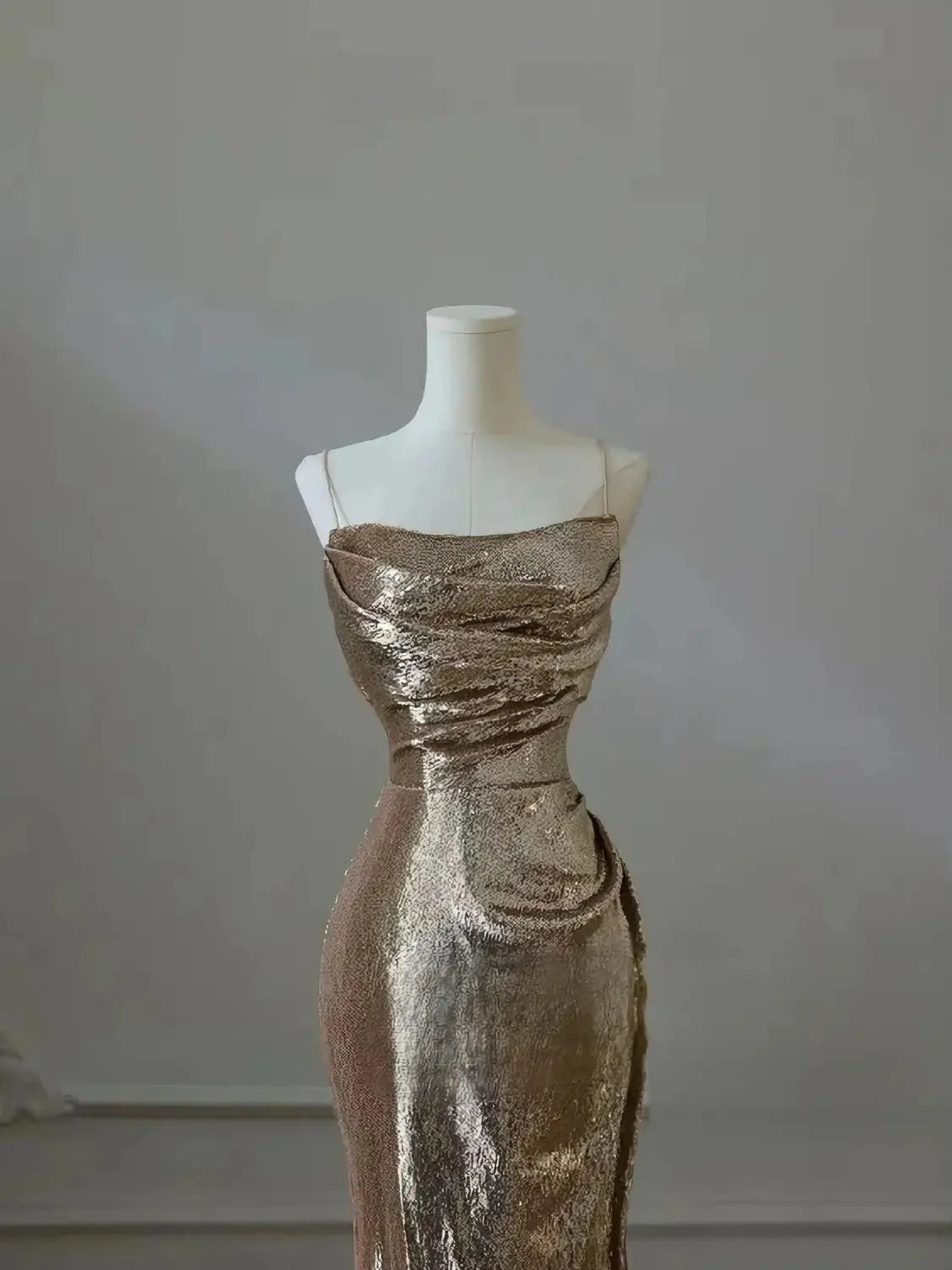 Metallic Gold Mermaid Dress-Luxandluxy