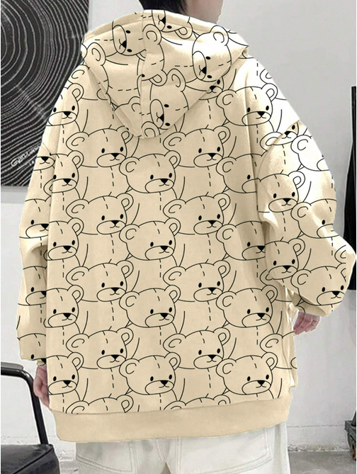 New Preppy Bear Print Hoodie-Luxandluxy