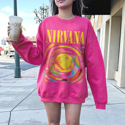 Nirvana Smiley Face Sweatshirt-Luxandluxy