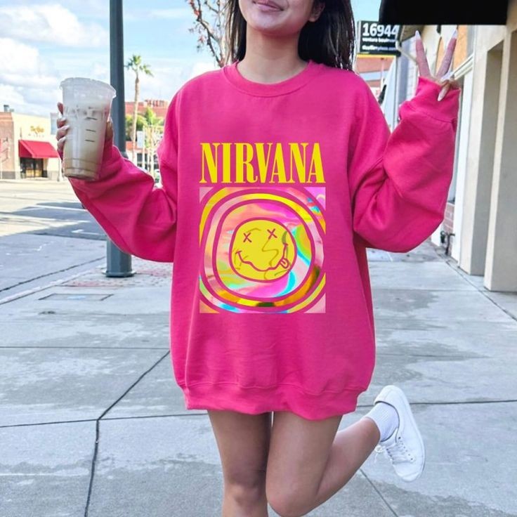 Nirvana Smiley Face Sweatshirt-Luxandluxy