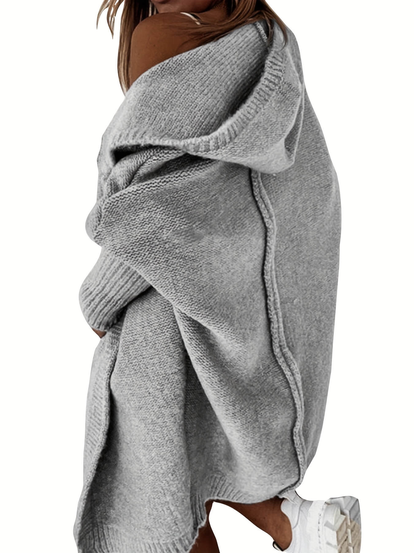 Oversized Hooded Knitted Cardigan-Luxandluxy