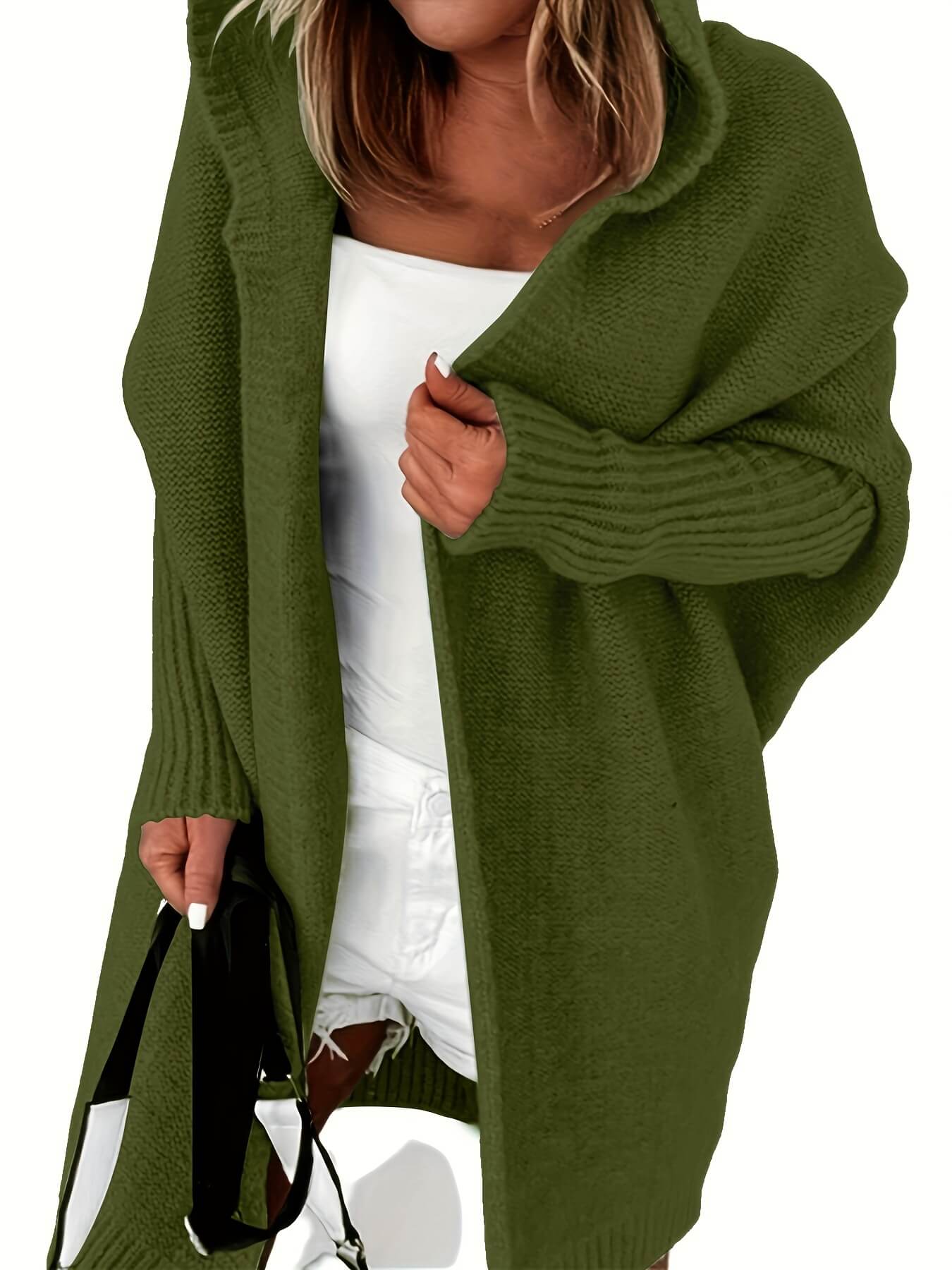 Oversized Hooded Knitted Cardigan-Luxandluxy