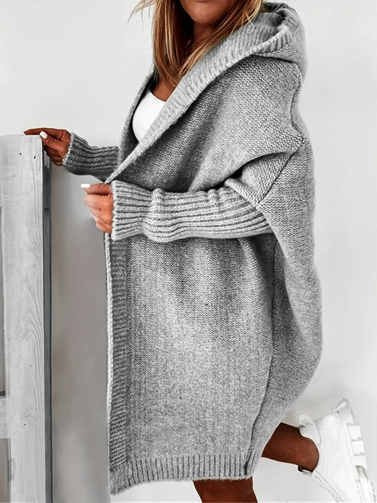 Oversized Hooded Knitted Cardigan-Luxandluxy