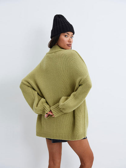 Oversized Solid O-Neck Sweater-Luxandluxy