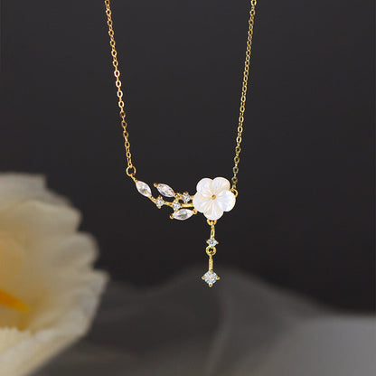 Pearl Cherry Blossom Necklace-Luxandluxy