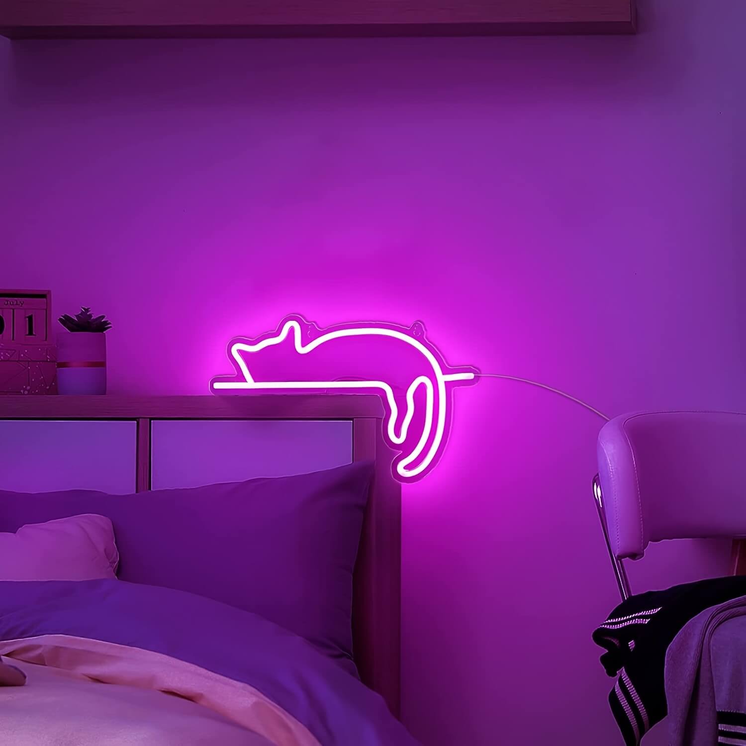 Pink Neon Cat Shaped Lights-Luxandluxy