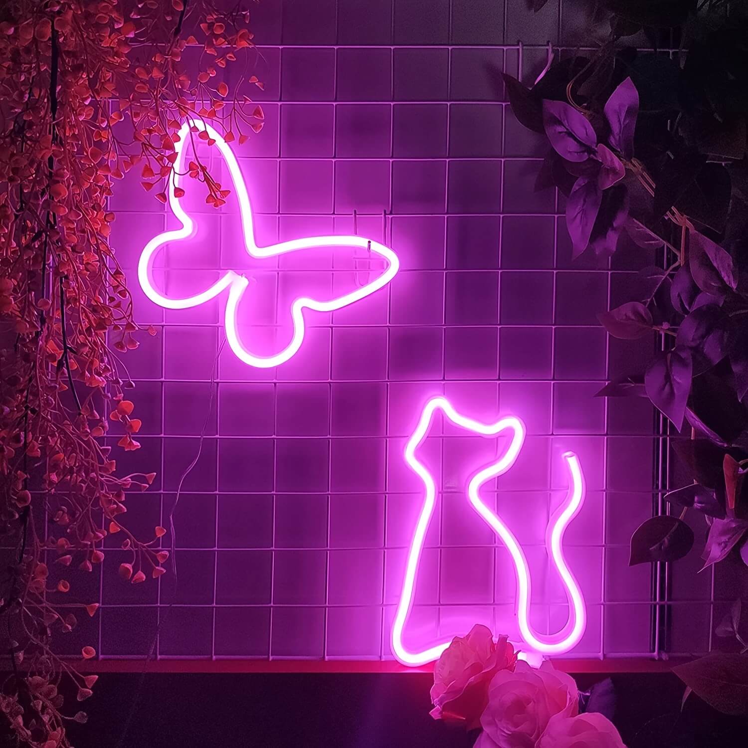 Pink Neon Cat Shaped Lights-Luxandluxy