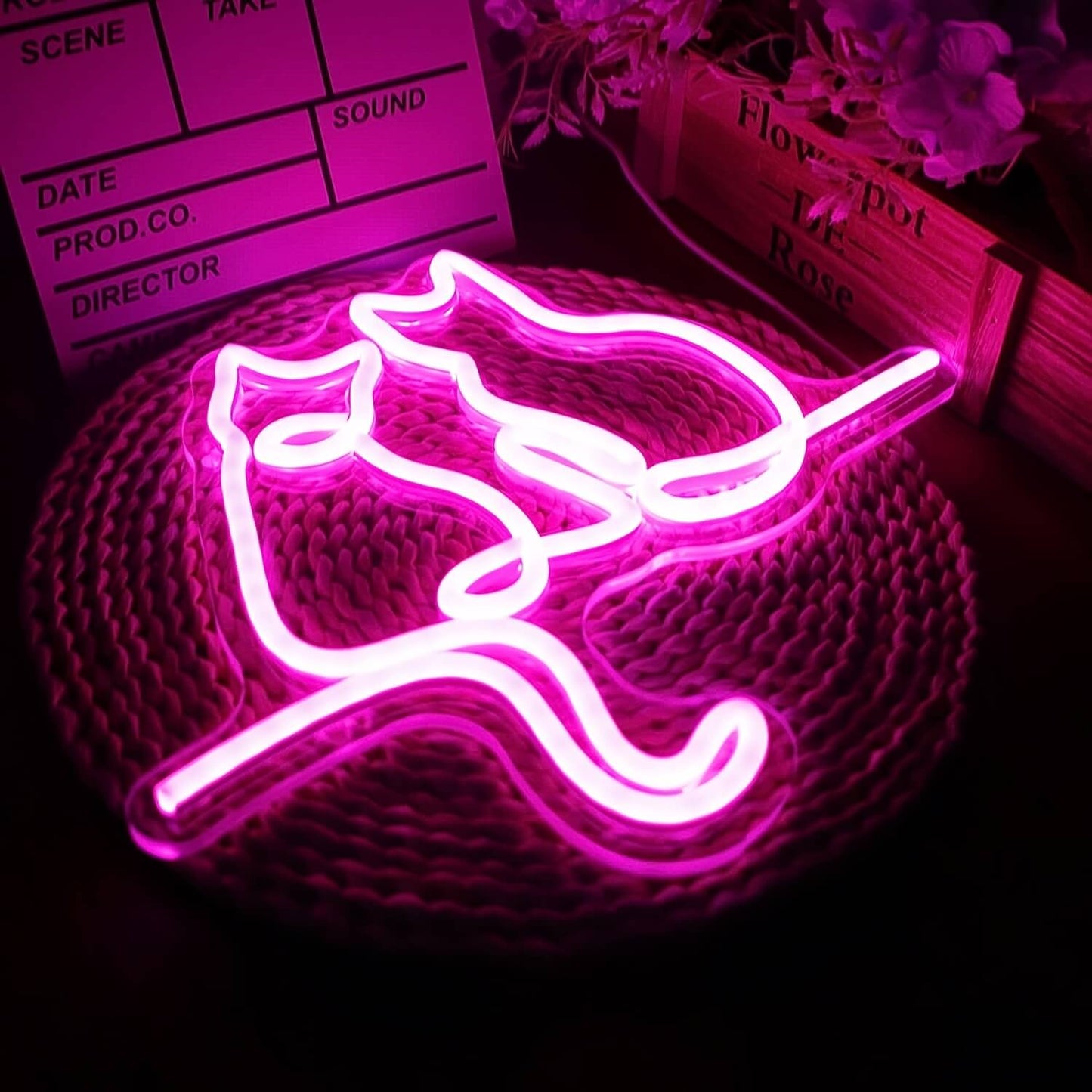 Pink Neon Cat Shaped Lights-Luxandluxy