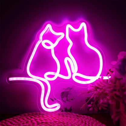 Pink Neon Cat Shaped Lights-Luxandluxy