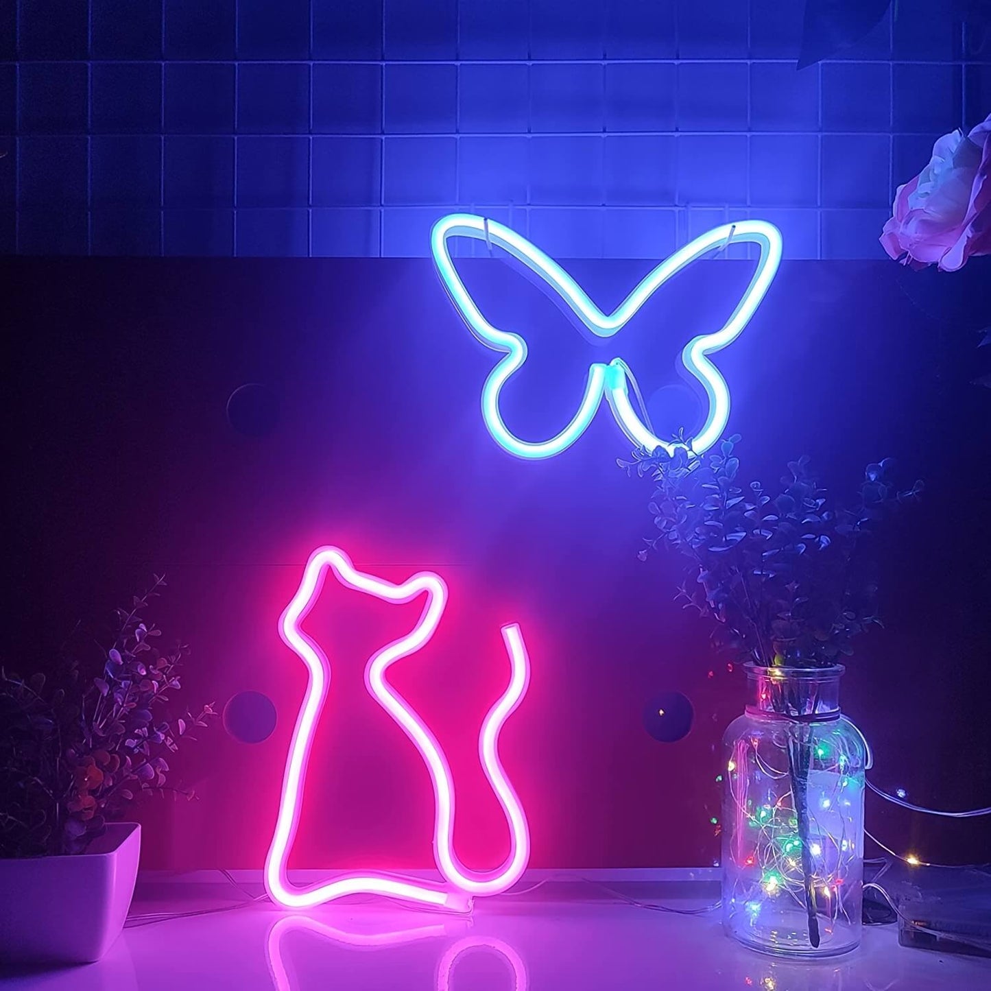 Pink Neon Cat Shaped Lights-Luxandluxy