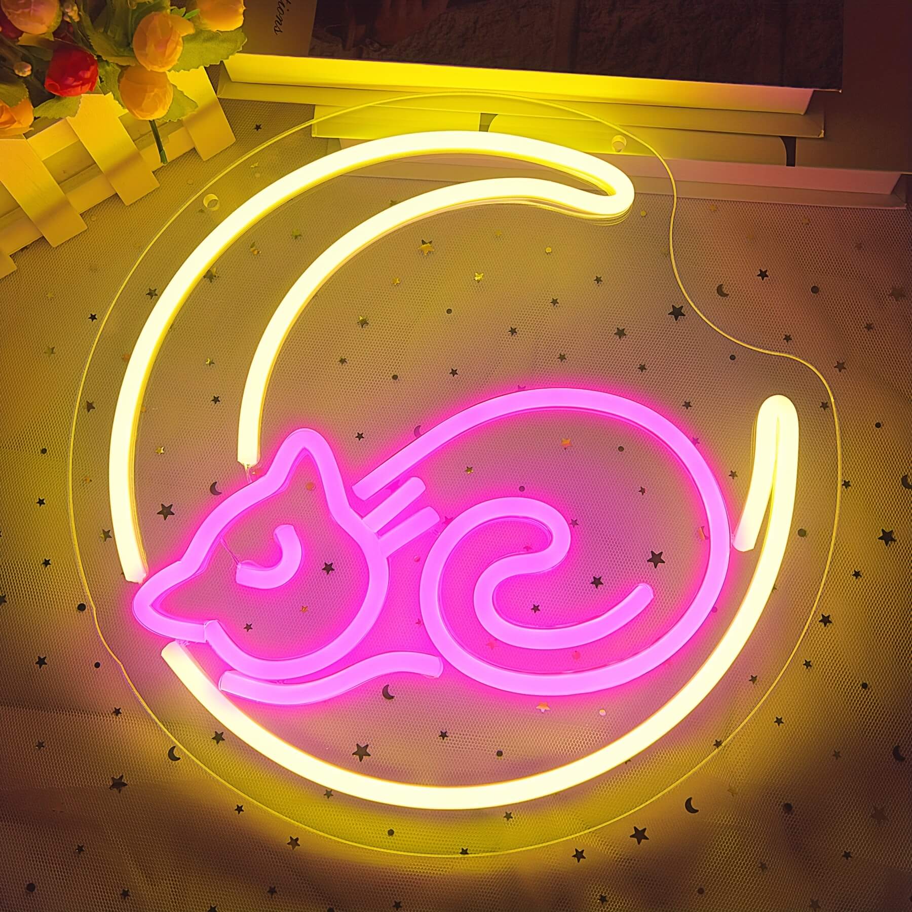 Pink Neon Cat Shaped Lights-Luxandluxy