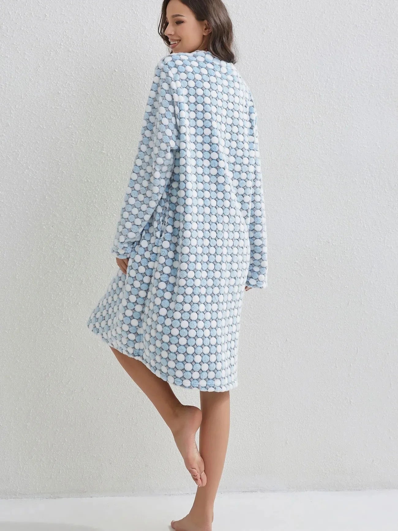 Polka Dot Zipper Robe-Luxandluxy