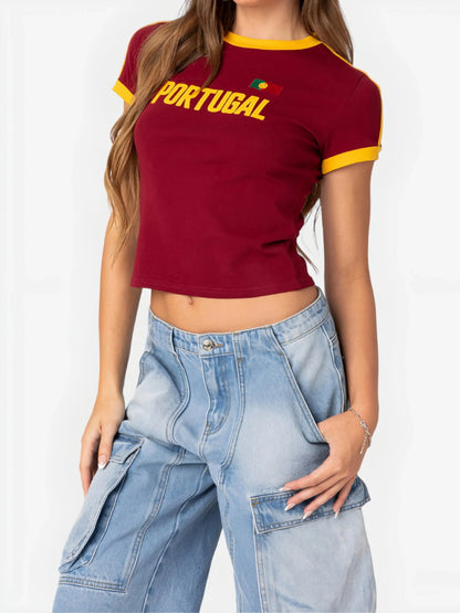 Portugal Jersey Crop Top-Luxandluxy