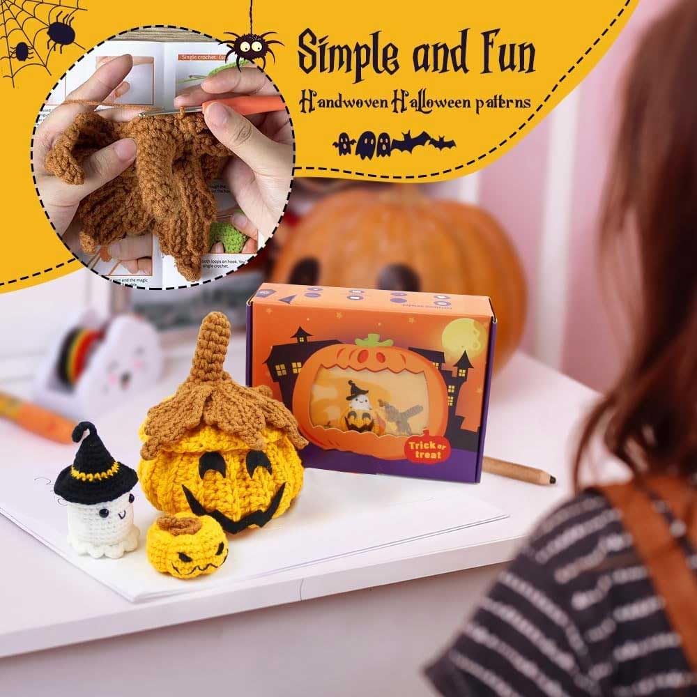 Pumpkin Crochet Halloween DIY Kit-Luxandluxy