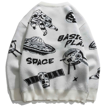 Space Station Graphic Knitted Sweater