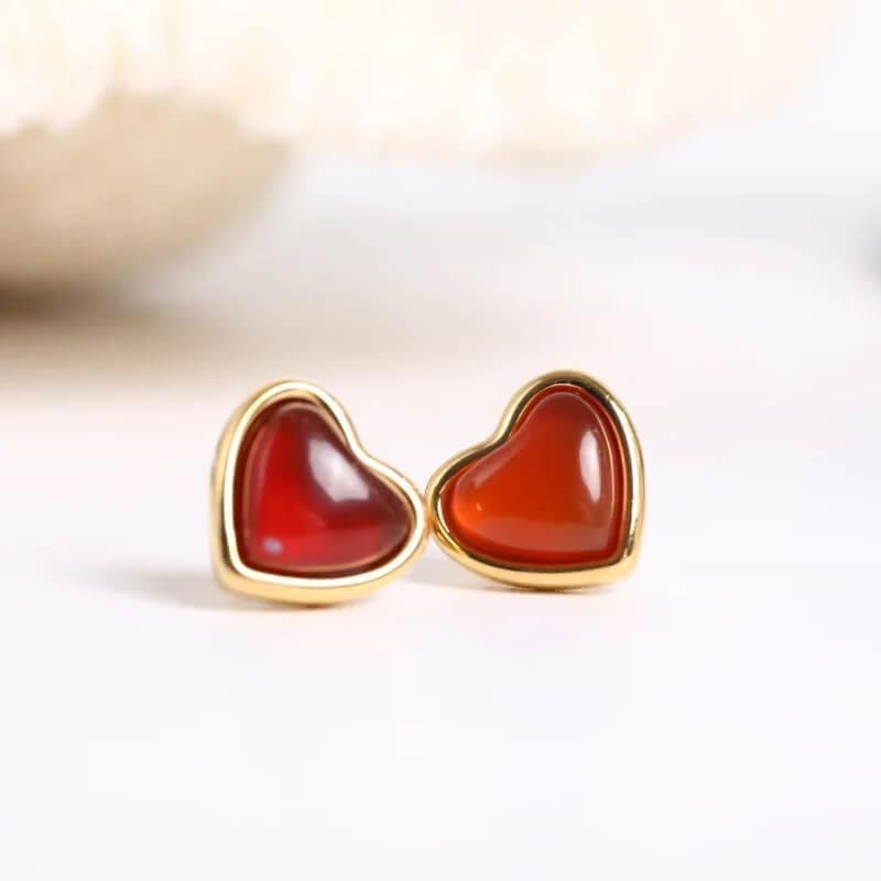 Ruby Heart Gold Jewelry Set-Luxandluxy