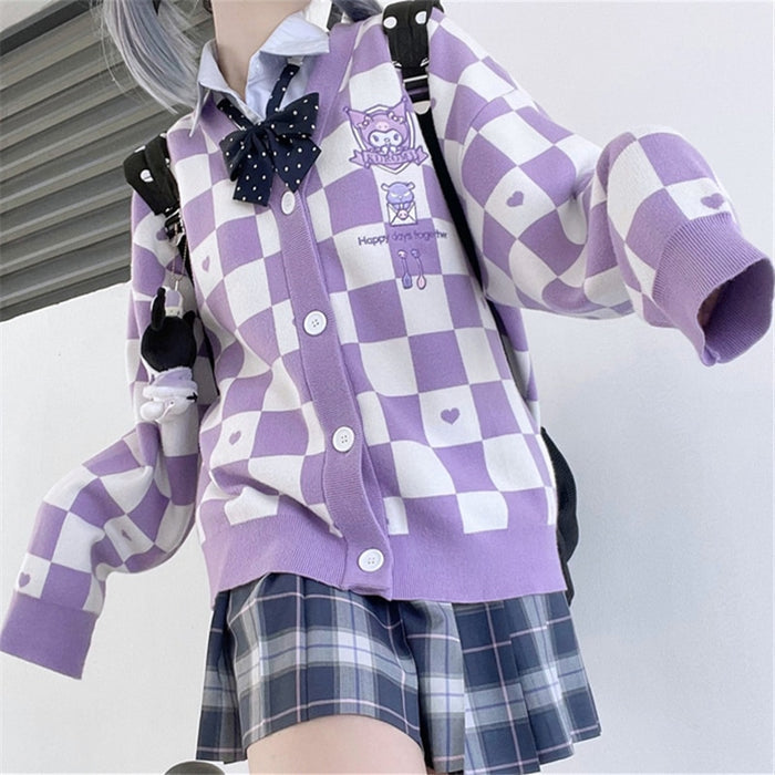 Sanrio Checker Cardigan-Luxandluxy