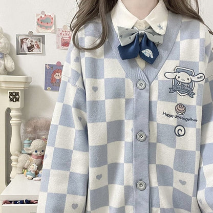 Sanrio Checker Cardigan-Luxandluxy