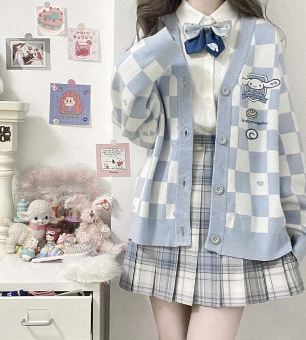 Sanrio Checker Cardigan-Luxandluxy