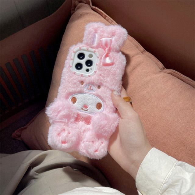 Sanrio Kawaii Fluffy iPhone Case-Luxandluxy