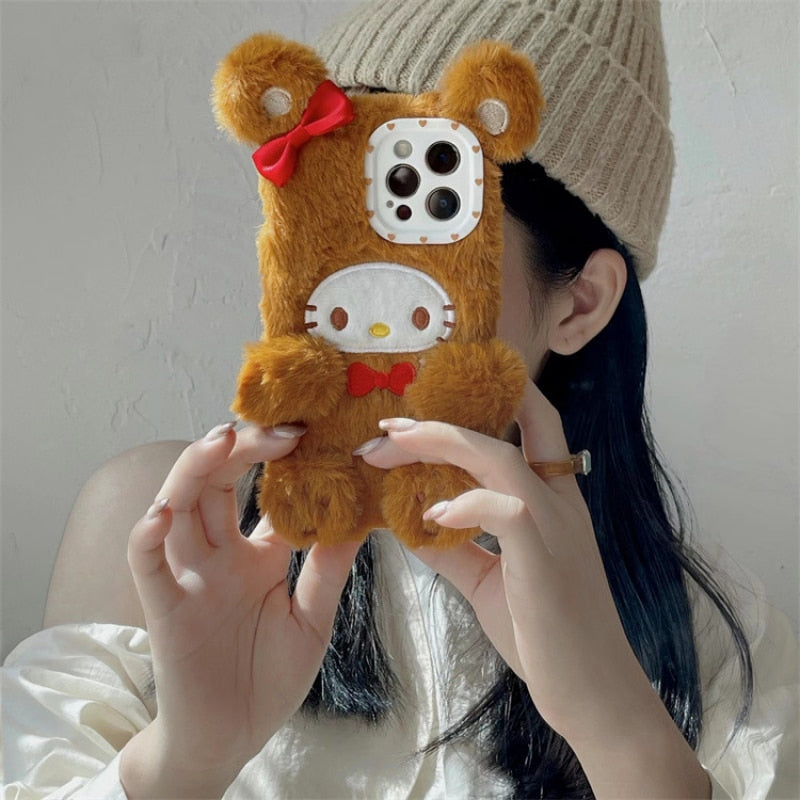 Sanrio Kawaii Fluffy iPhone Case-Luxandluxy