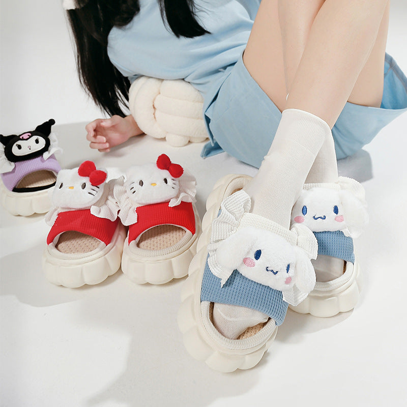 Sanrio Linen Thick Slippers-Luxandluxy