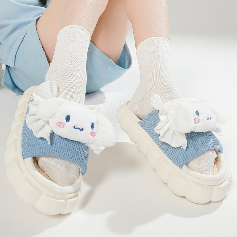 Sanrio Linen Thick Slippers-Luxandluxy