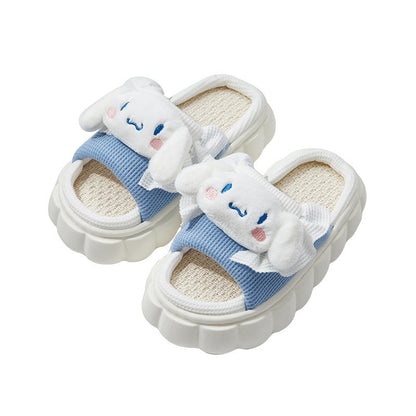 Sanrio Linen Thick Slippers-Luxandluxy