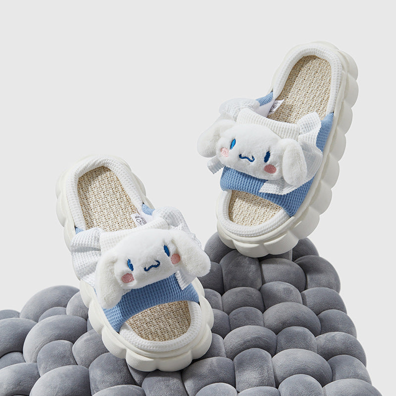 Sanrio Linen Thick Slippers-Luxandluxy