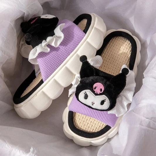 Sanrio Linen Thick Slippers-Luxandluxy