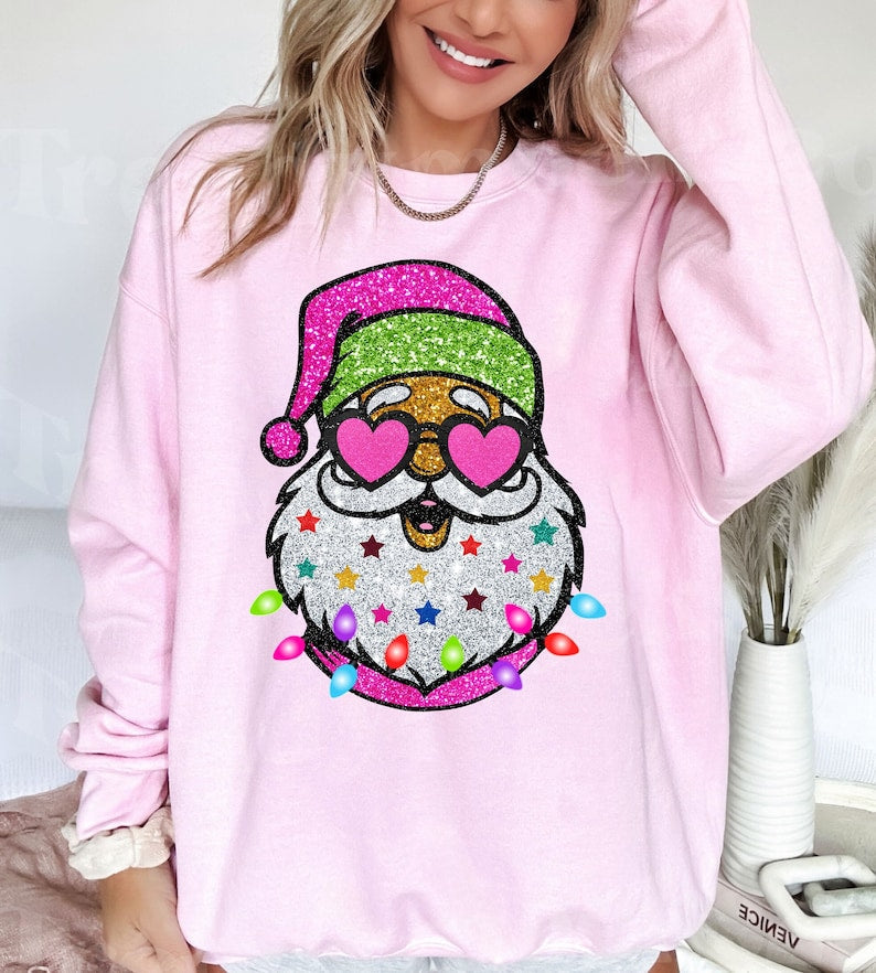 Santa with Sunglasses Sweatshirt-Luxandluxy