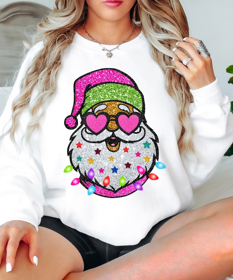 Santa with Sunglasses Sweatshirt-Luxandluxy