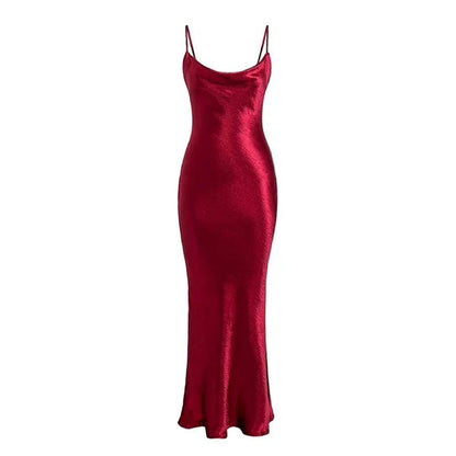 Satin Slip Scarlet Sensation Dress-Luxandluxy