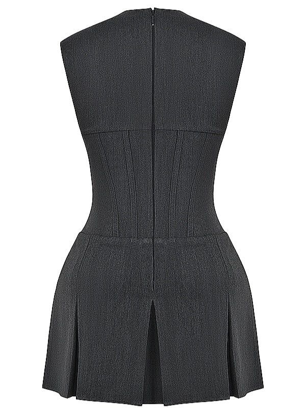 Eleanor Charcoal Pleated Corset Dress