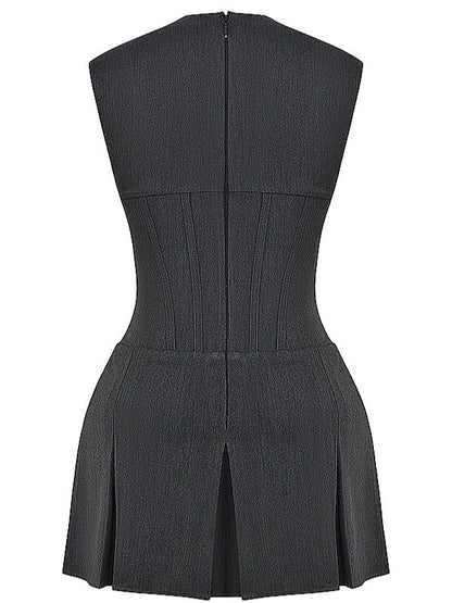 Eleanor Charcoal Pleated Corset Dress