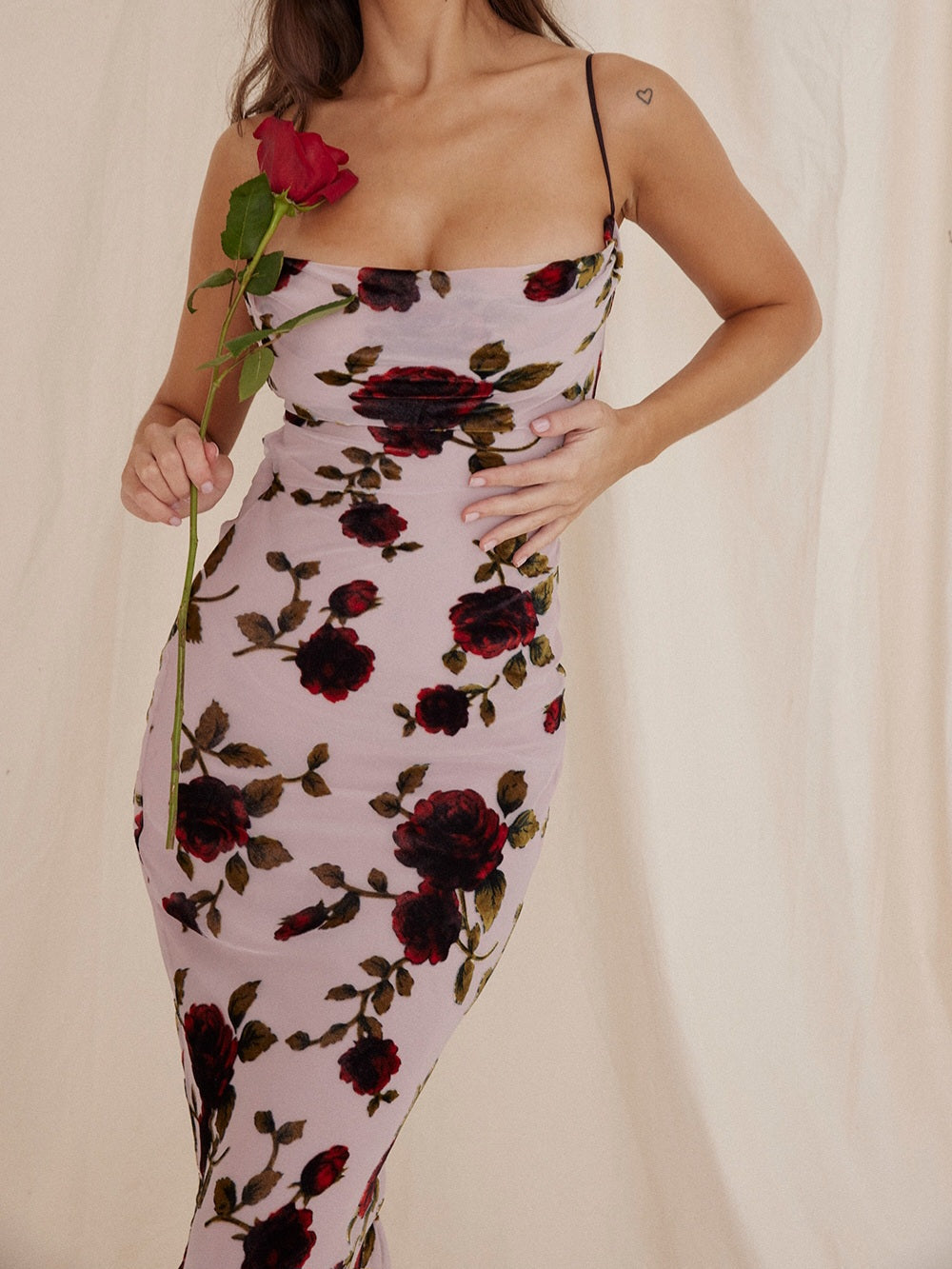 Serena Pink Devore Maxi Dress-Luxandluxy