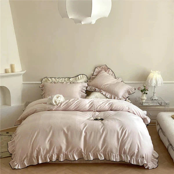 Silky Ruffle Bedding Set-Luxandluxy