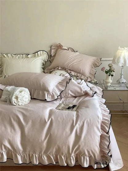 Silky Ruffle Bedding Set-Luxandluxy