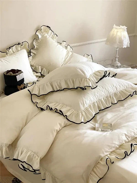 Silky Ruffle Bedding Set-Luxandluxy