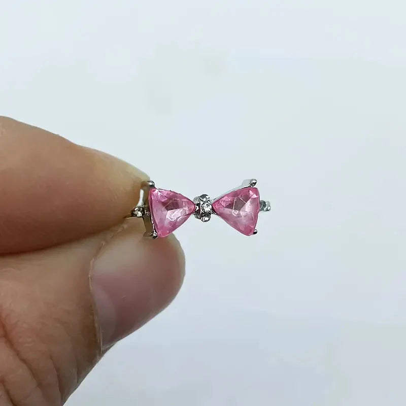 Silver Rhinestone Bow Tie Ring-Luxandluxy