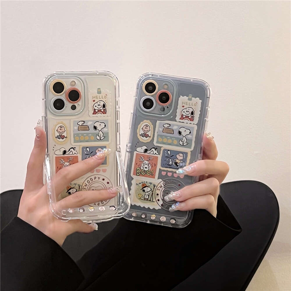 Snoopy Clear iPhone Case with Stand Holder-Luxandluxy