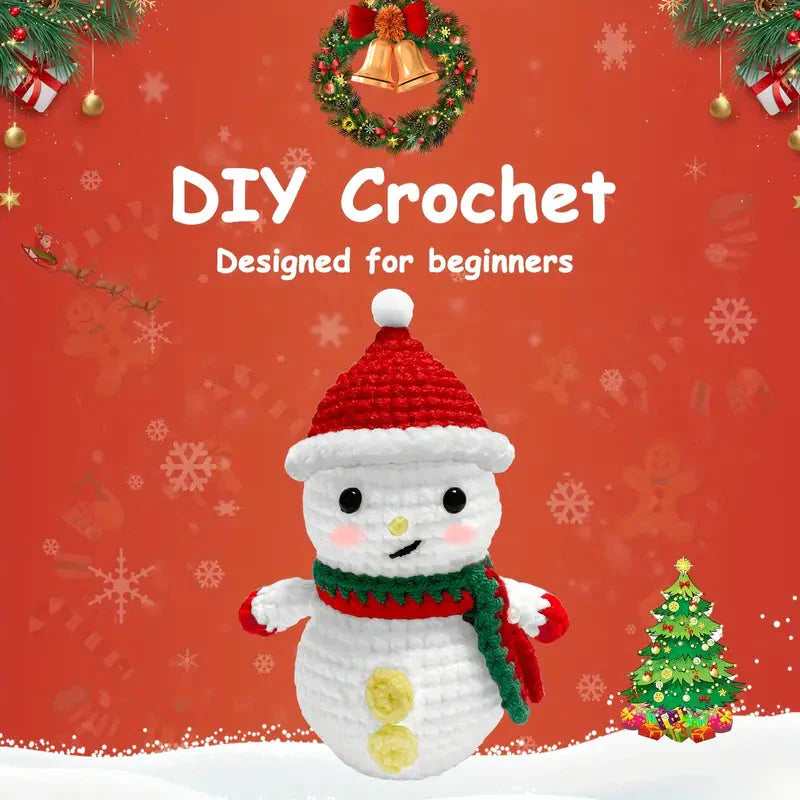 Snowman Crochet Pattern DIY Kit with Tutorials-Luxandluxy