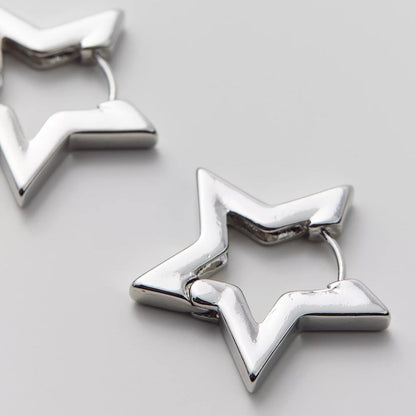 Star Hoop Earrings-Luxandluxy