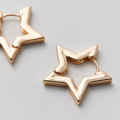 Star Hoop Earrings-Luxandluxy