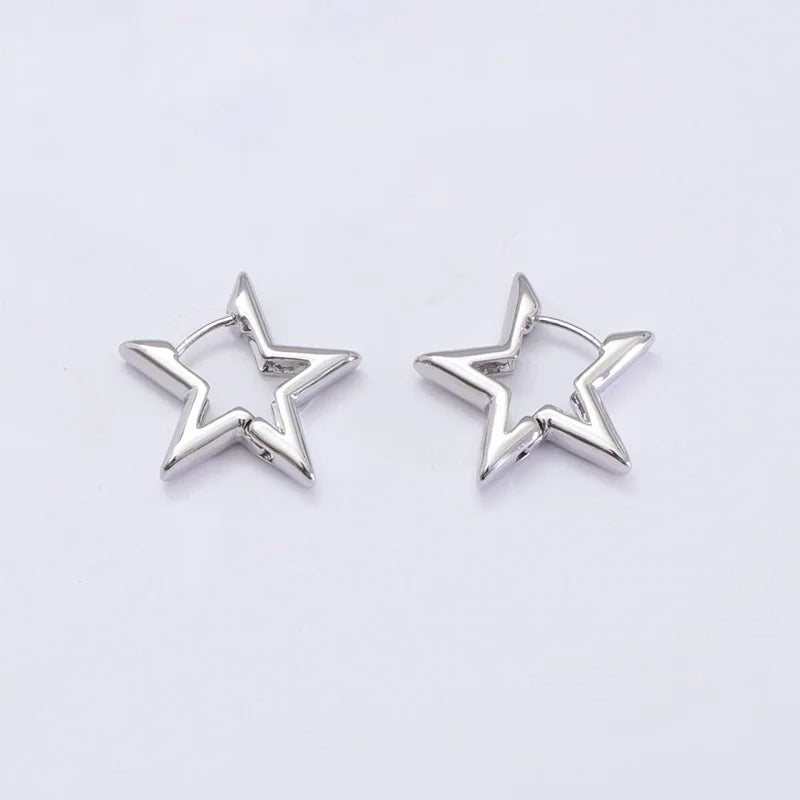 Star Hoop Earrings-Luxandluxy