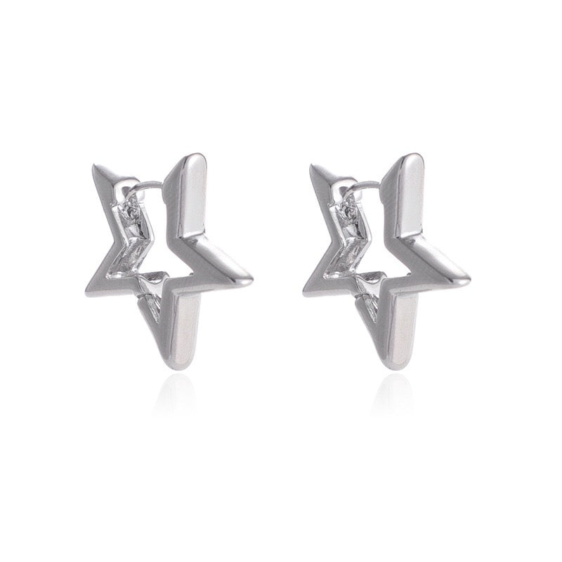 Star Hoop Earrings-Luxandluxy