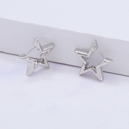 Star Hoop Earrings-Luxandluxy